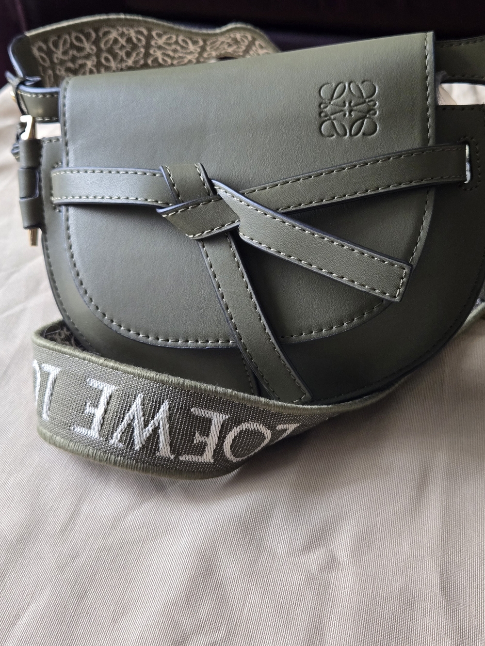 Olive Green Leather Crossbody Bag